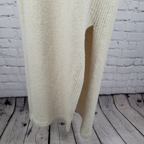Free People Beige Plunge Long Sleeve Side Slits Maxi Sweater Dress Size Medium M - Picture 8 of 15